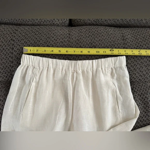 Velvet by Graham & Spencer Lola Linen Pant in Chalk White Small Relaxed Fit Crop - Picture 13 of 16